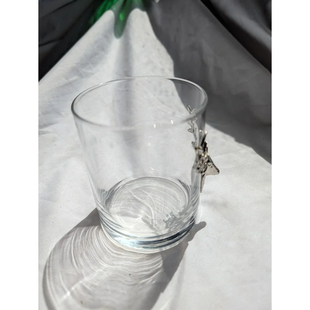 Stag Deer Handled Whiskey Glass 12oz Glass Tumbler Barware Chrome 4